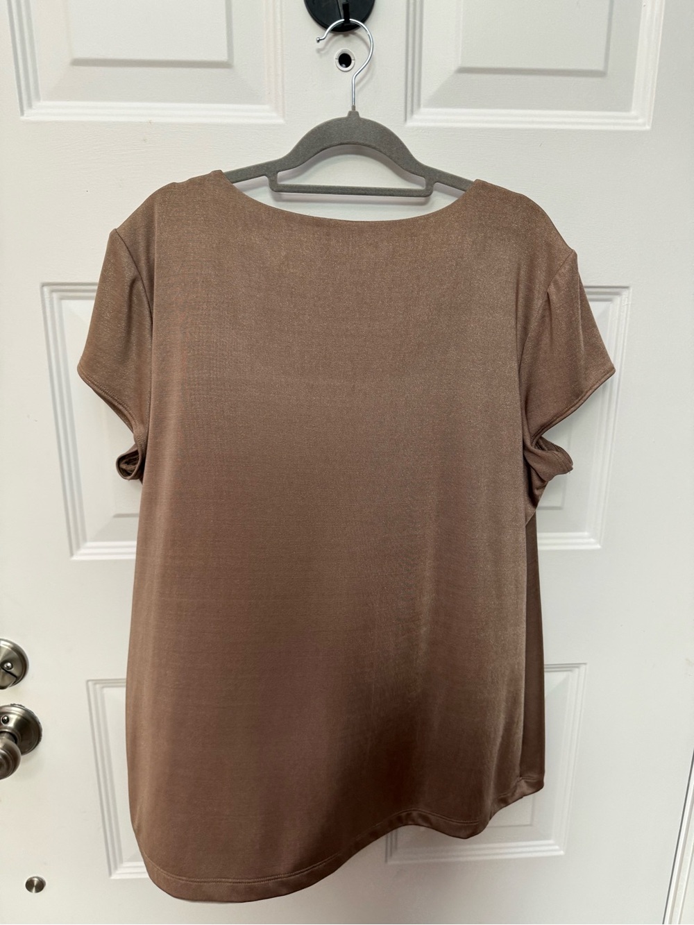 Chico's Brown Golden Short-Sleeve Scoop Neck Top Size 3 - Picture 5 of 7